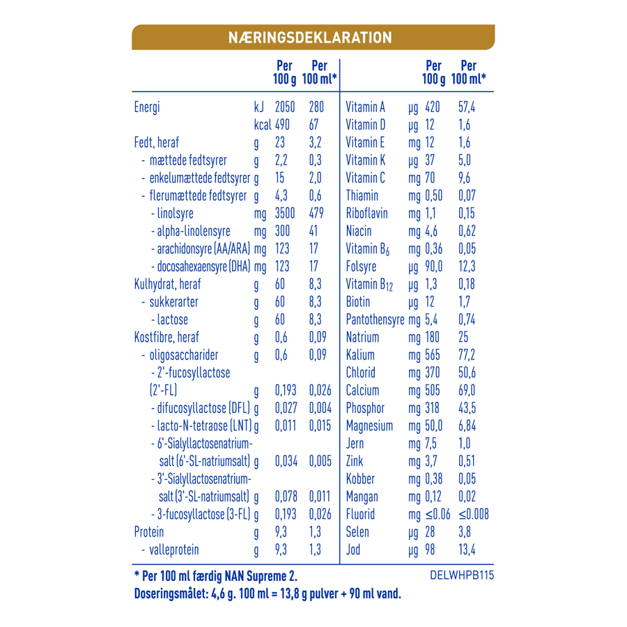 Nestlé NAN SUPREME 2, tilskudsblanding 800g